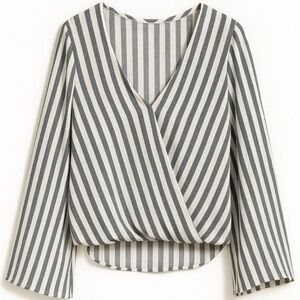 Striped V-Neck Bell Sleeve Top